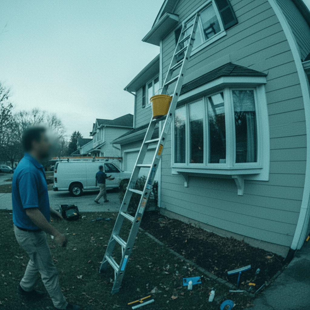 Window track vacuuming before wiping as part of standard service